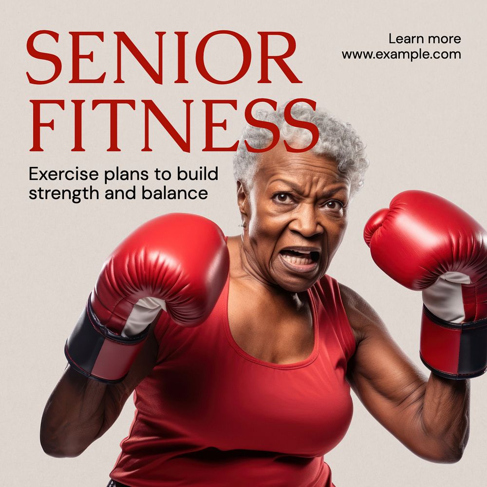 Senior fitness Instagram post template, editable text