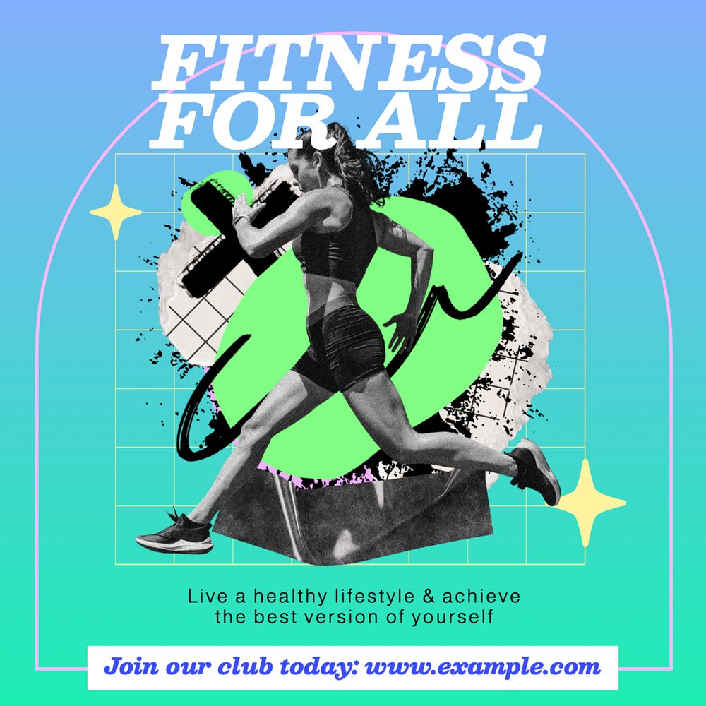 Fitness for all Instagram post template, editable text