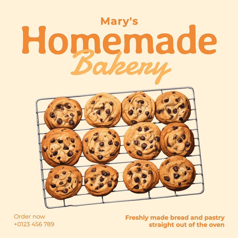 Homemade bakery Instagram post template, editable text