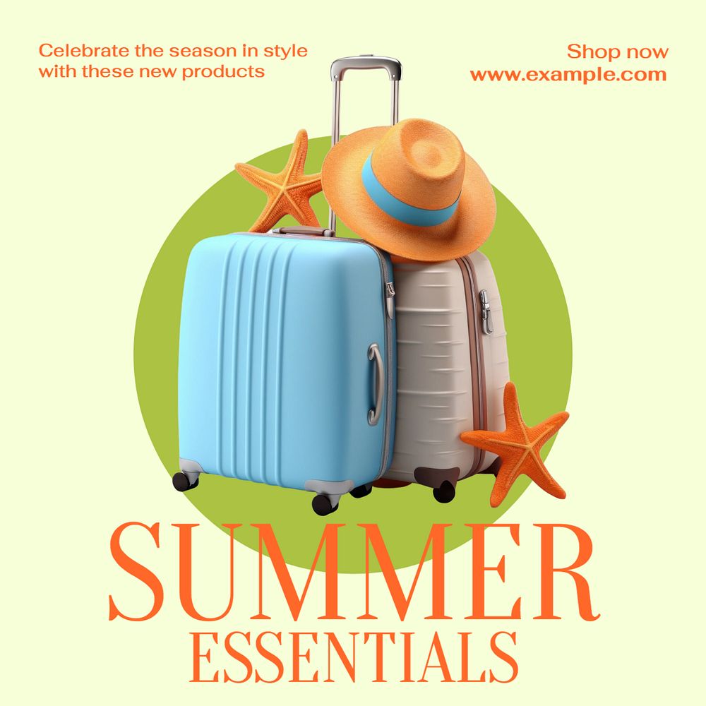 Summer essentials Instagram post template, editable text