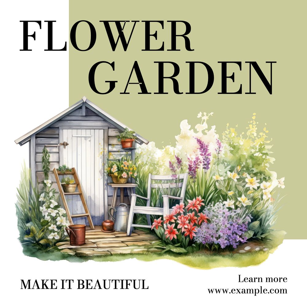 Flower garden Instagram post template, editable text