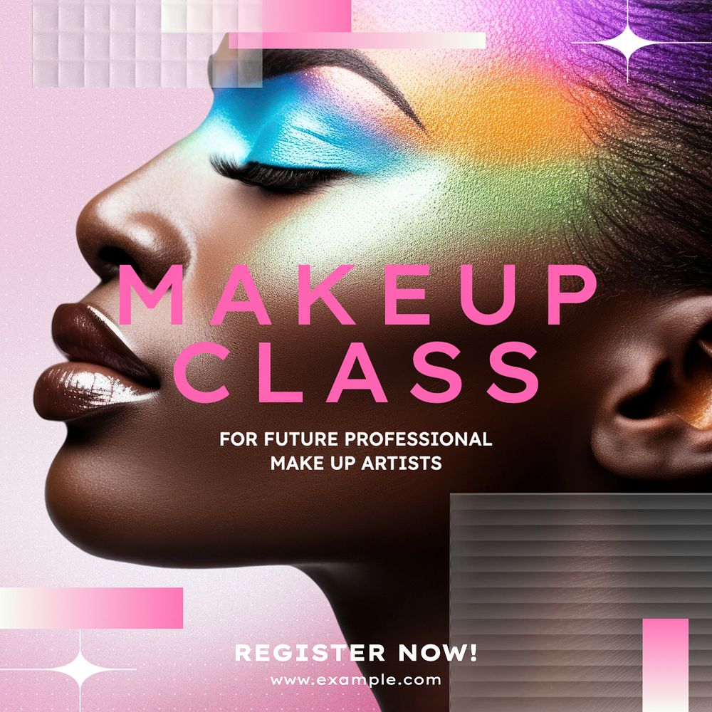 Makeup class Instagram post template, editable text