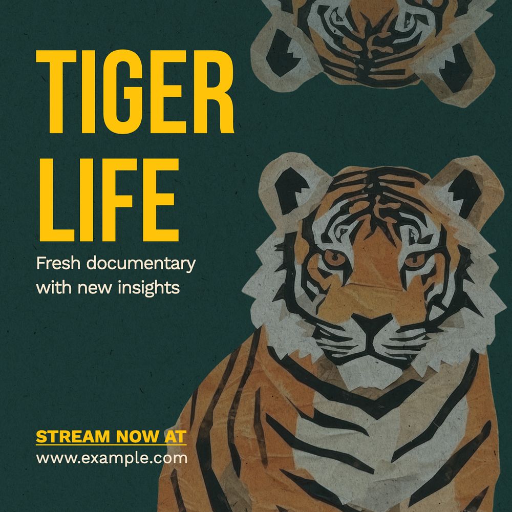 Tiger documentary Instagram post template, editable text