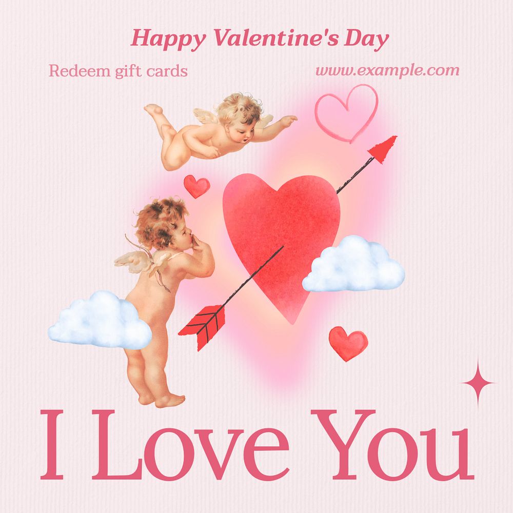 I love you Instagram post template, editable text