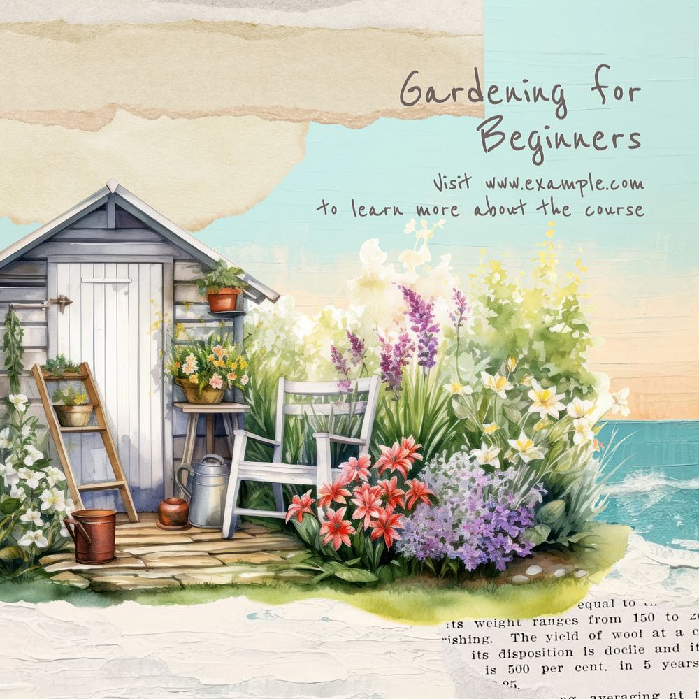 Gardening for beginners Instagram post template, editable text