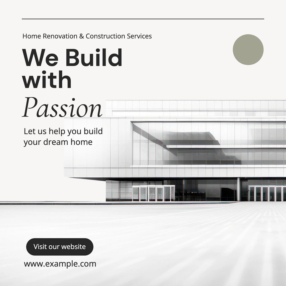 Renovation & construction Instagram post template, editable text