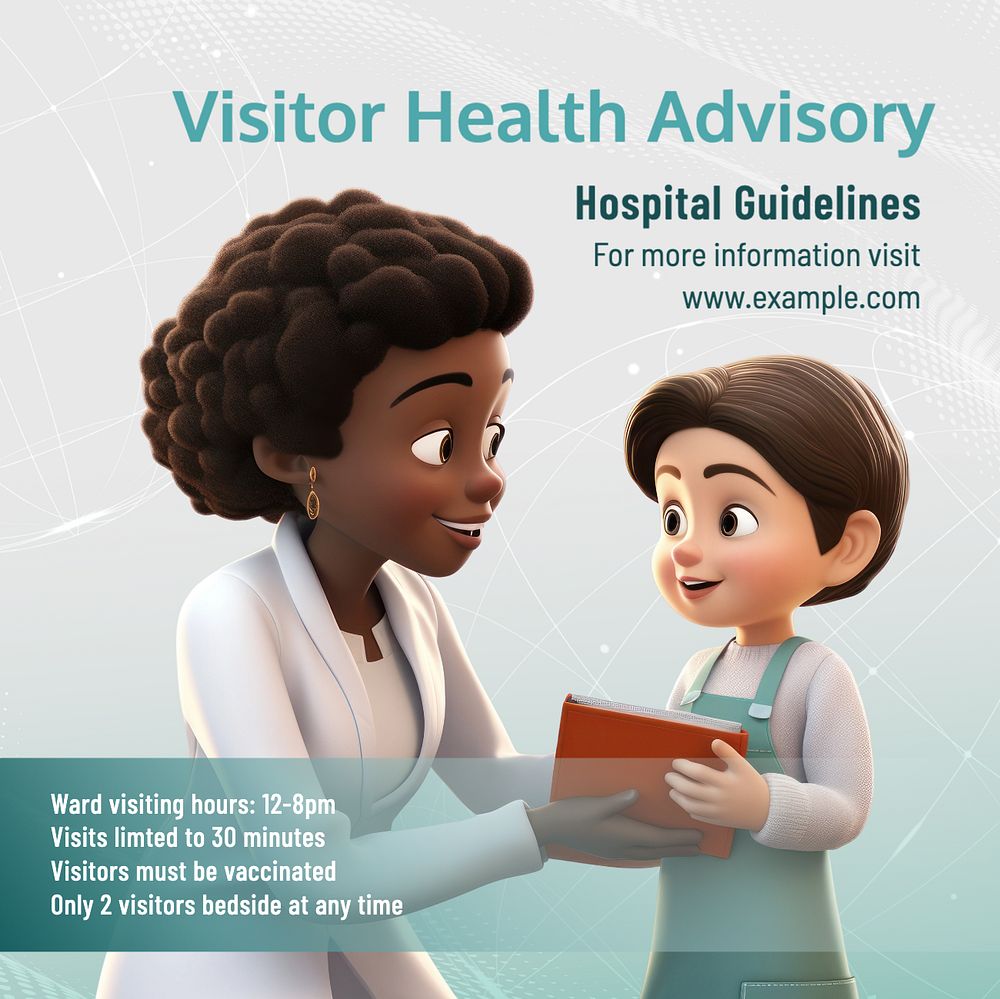 Visitor health advisory Instagram post template, editable text