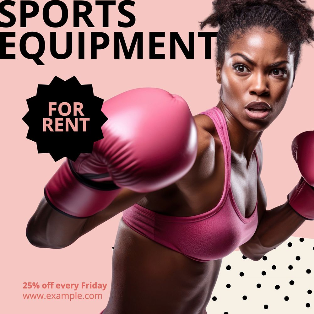 Sports equipment Instagram post template, editable text