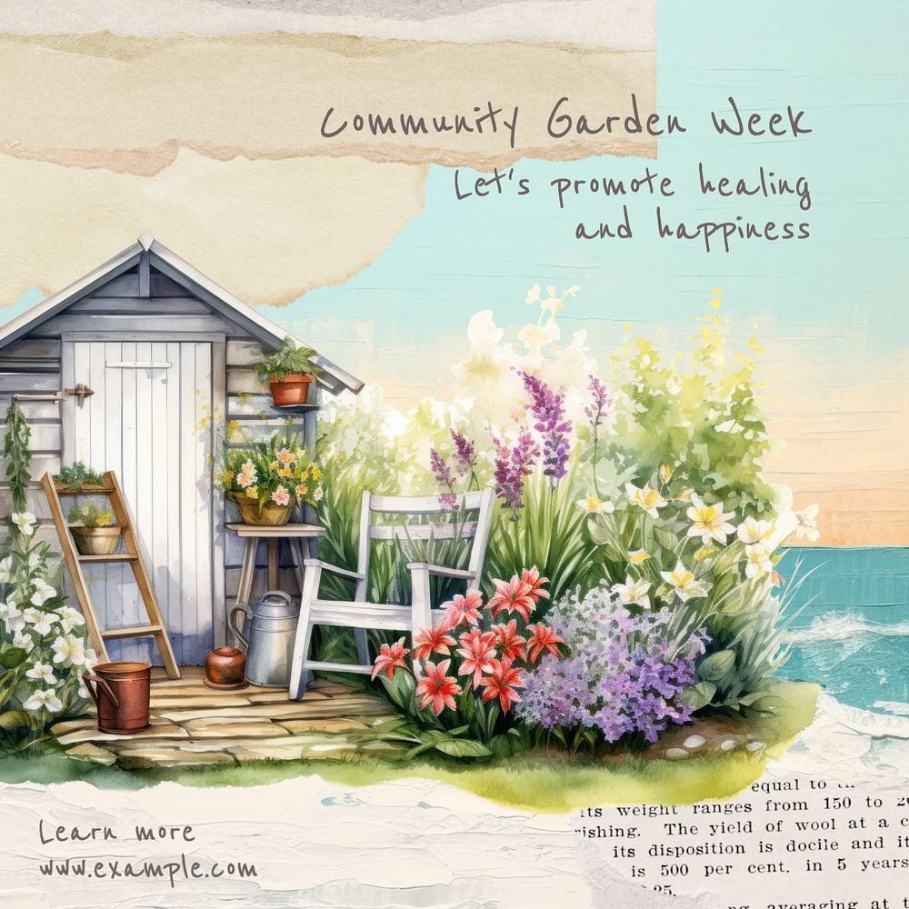 Community garden week Instagram post template, editable text