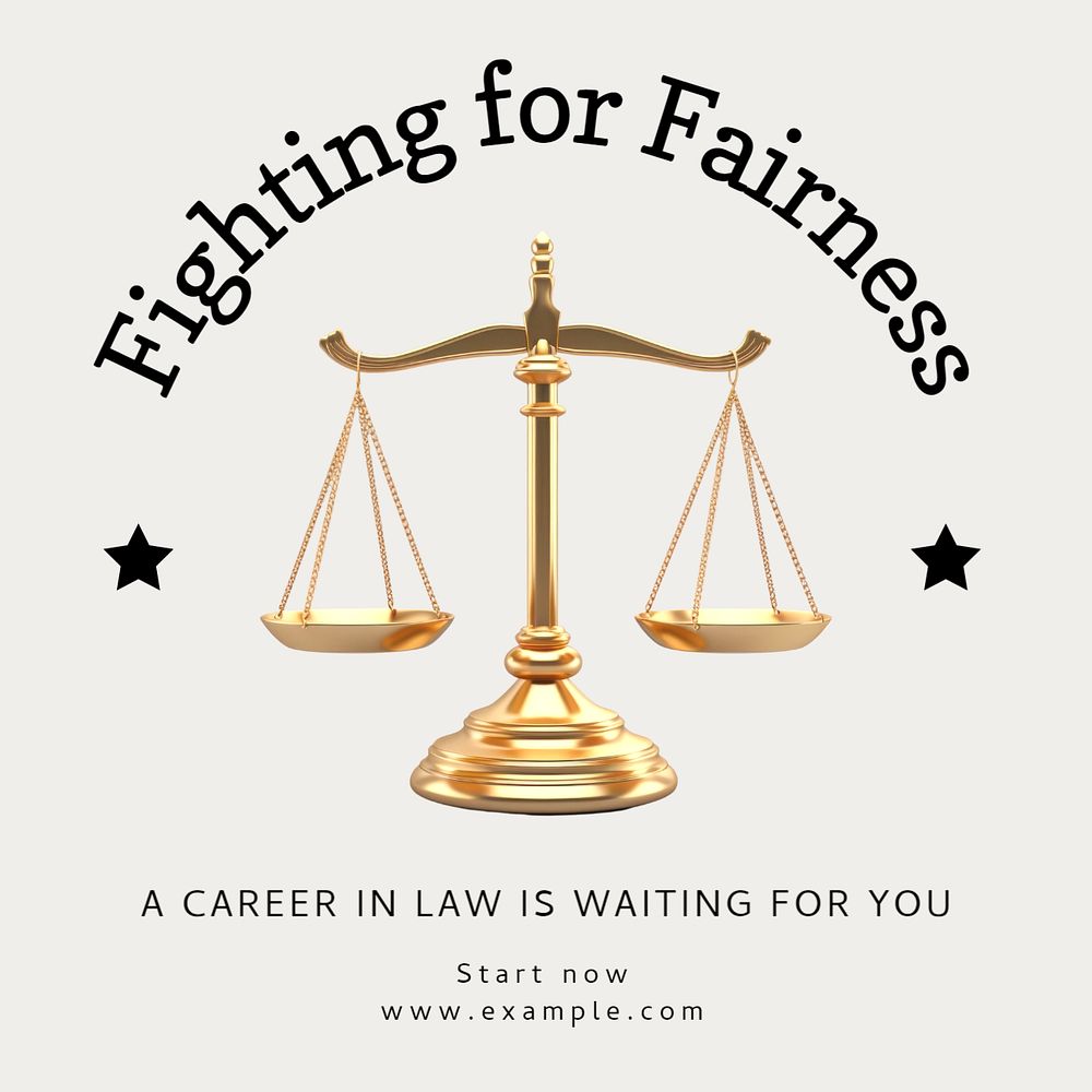 Law career Instagram post template, editable text