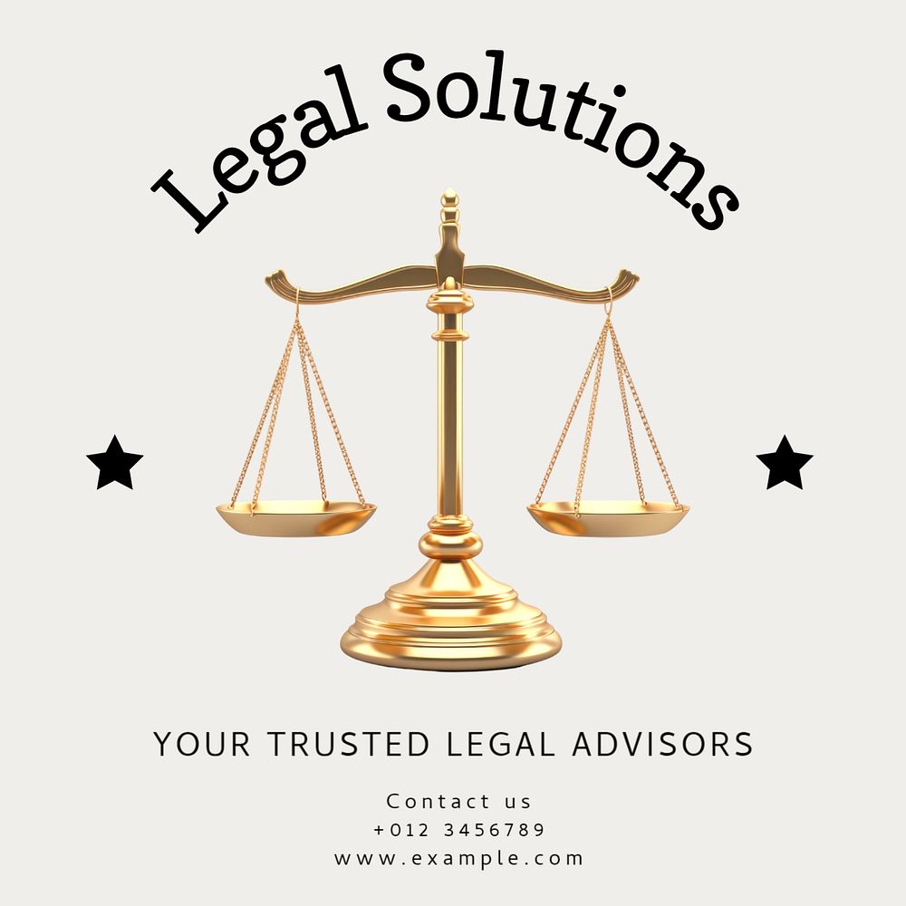 Legal solution Instagram post template, editable text