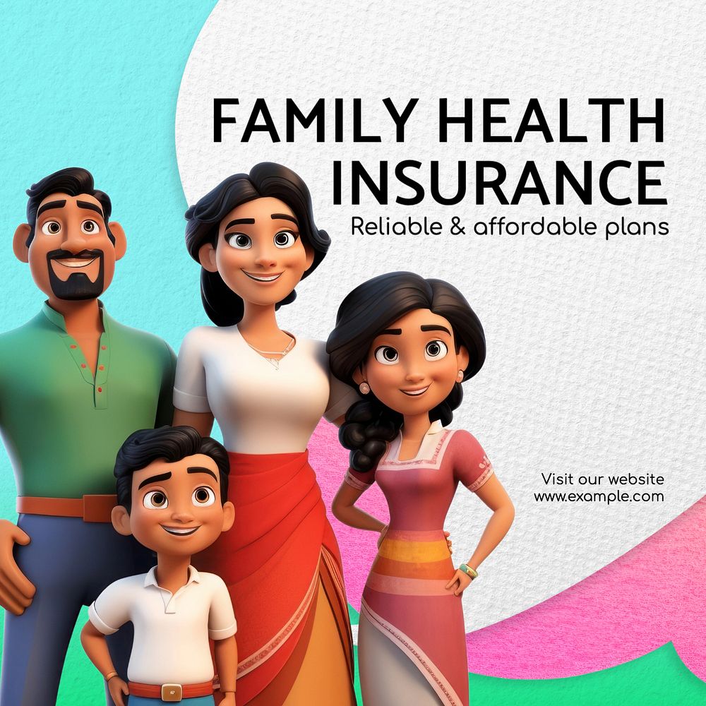 Family health insurance Instagram post template, editable text