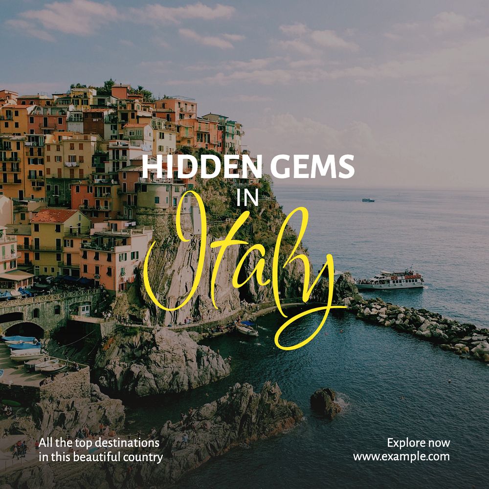 Italy & travel  Instagram post template, editable text