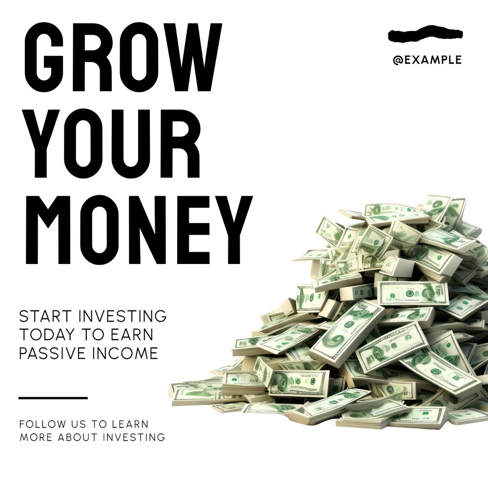 Grow your money Instagram post template, editable text