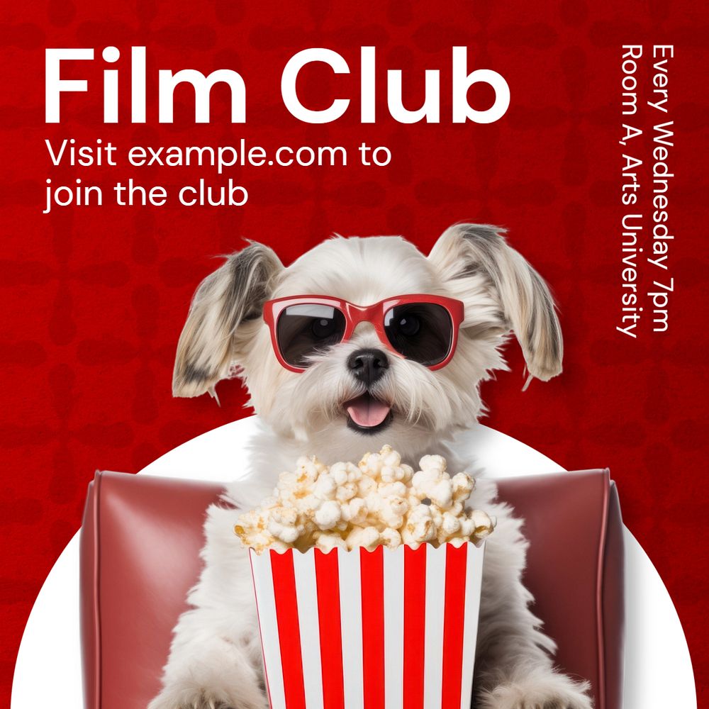 Film club Instagram post template, editable text