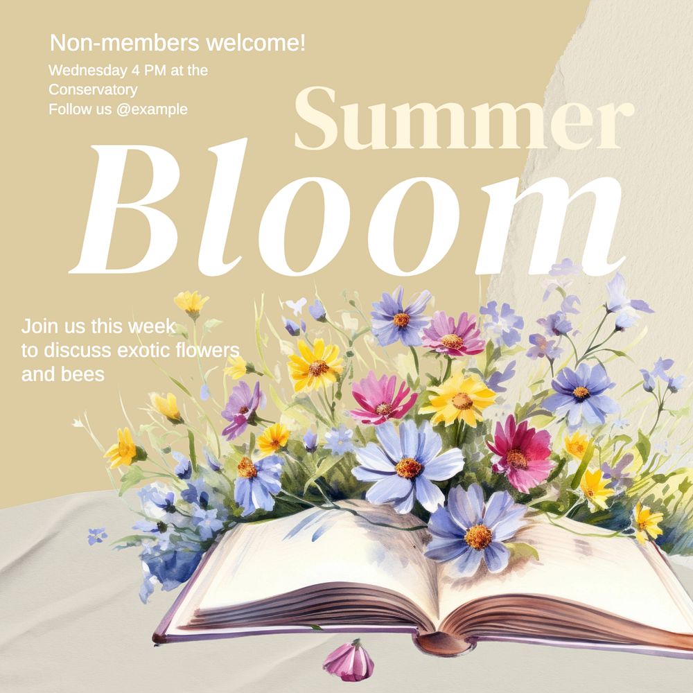 Summer bloom Instagram post template, editable text