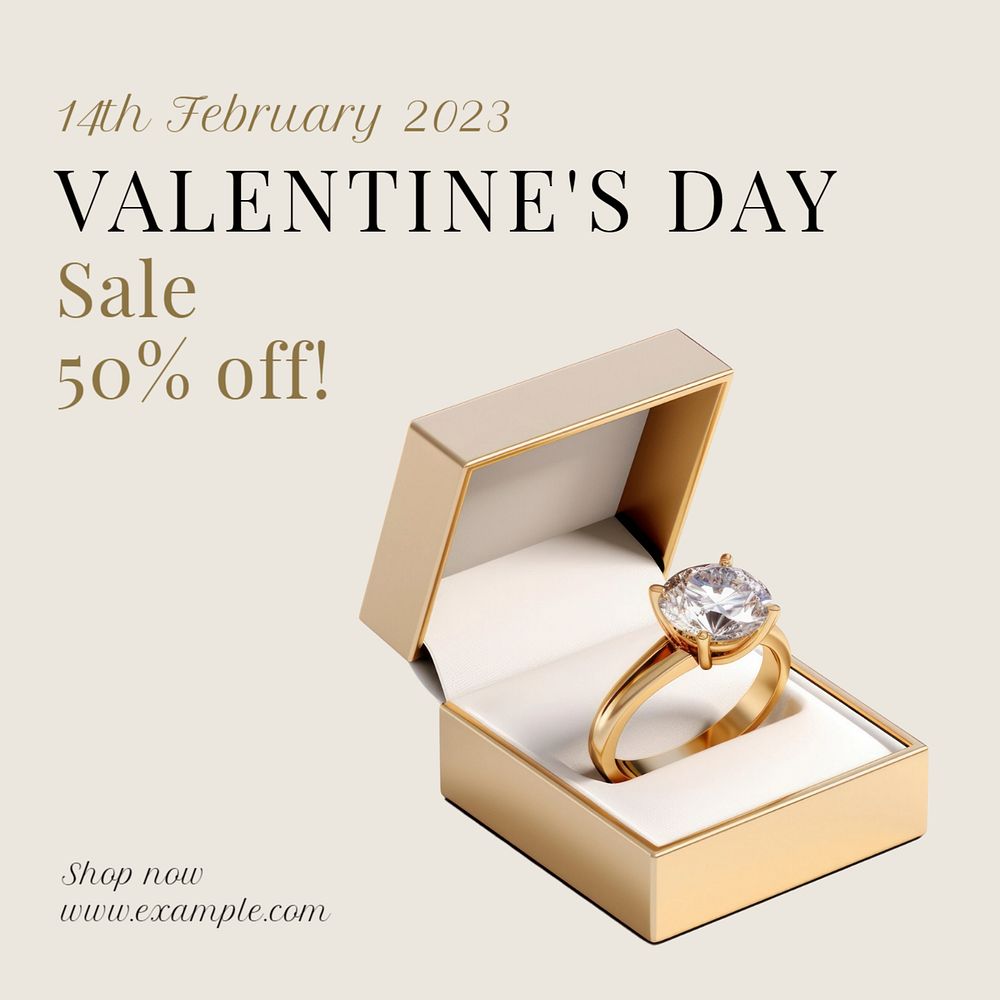 Valentine's day sale Instagram post template, editable text