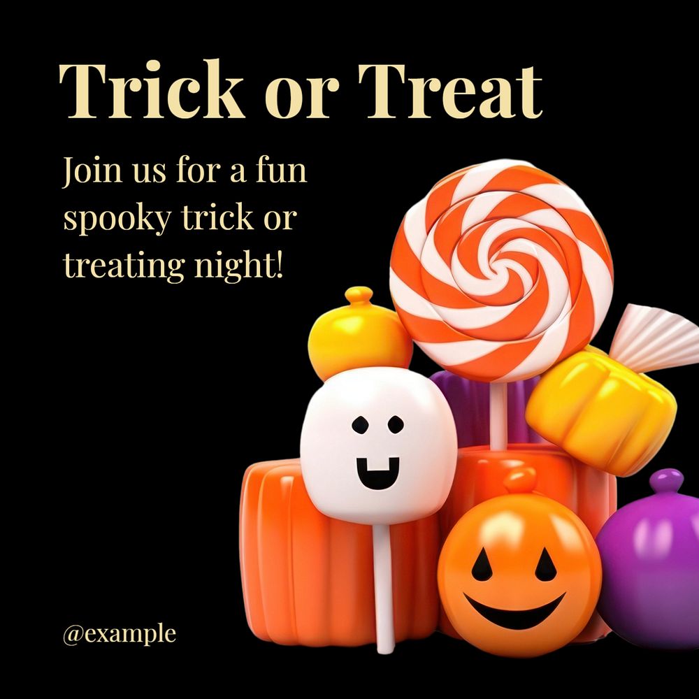 Trick or treat Instagram post template, editable text