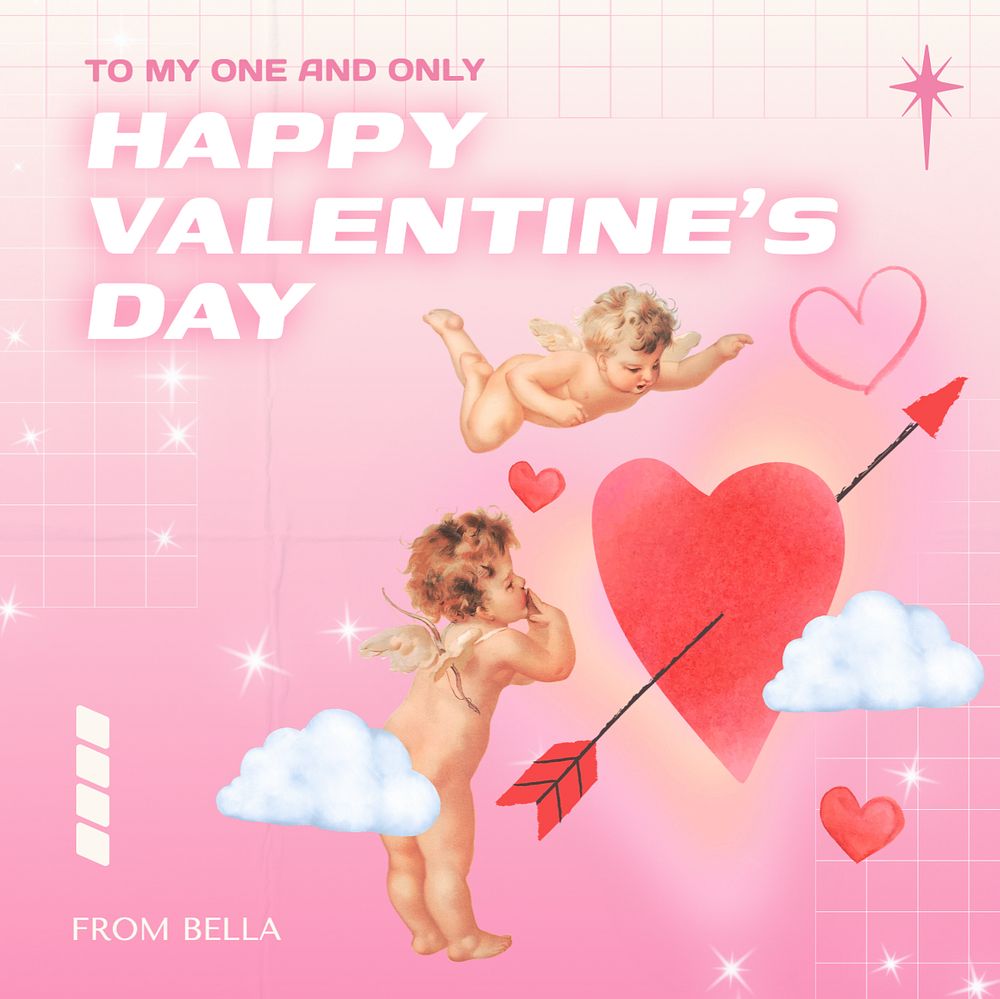 Valentine's day Instagram post template, editable text