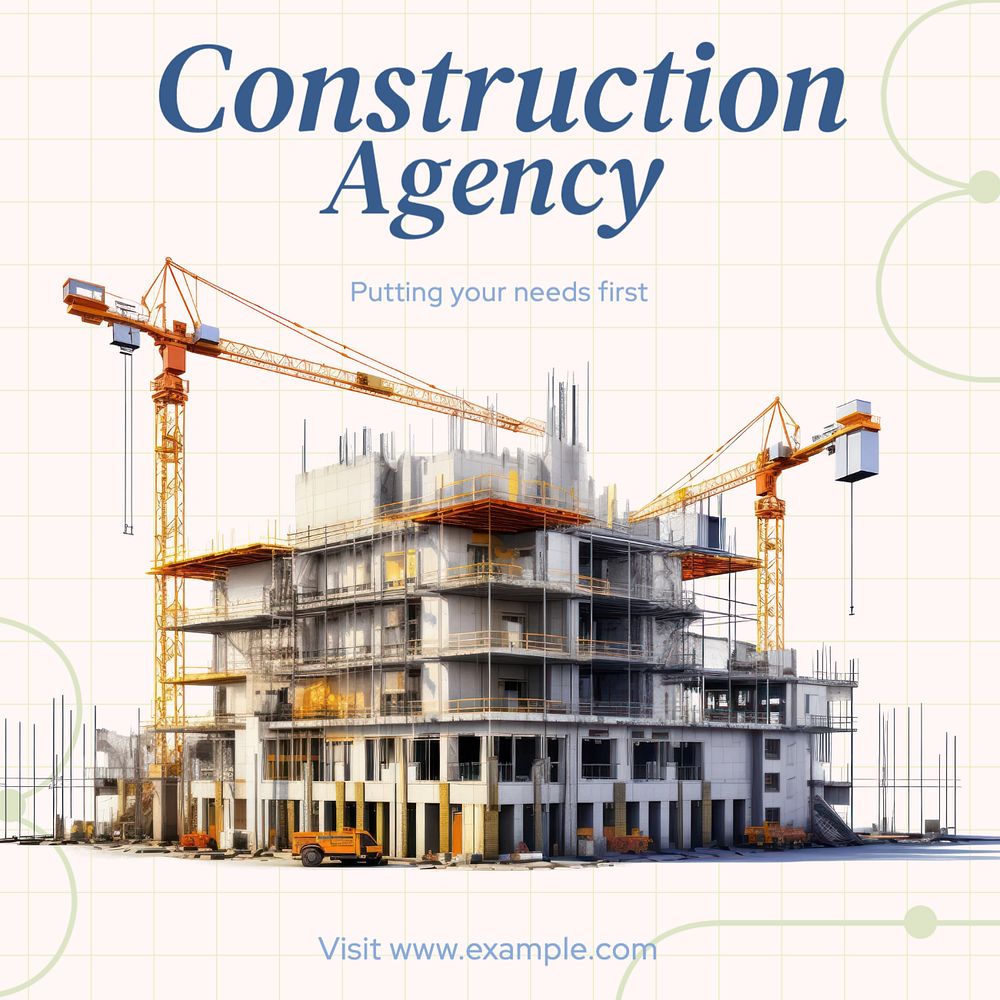 Construction agency Instagram post template, editable text