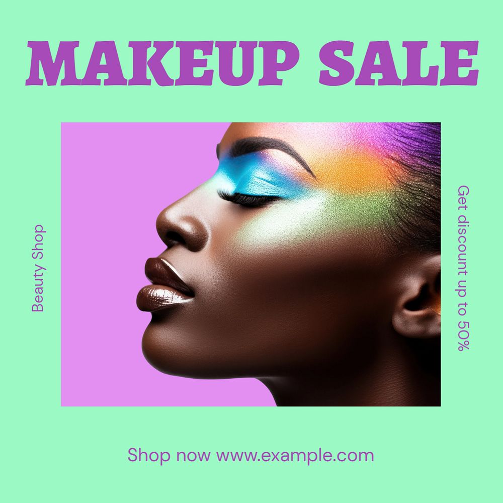 Makeup sale Instagram post template, editable text