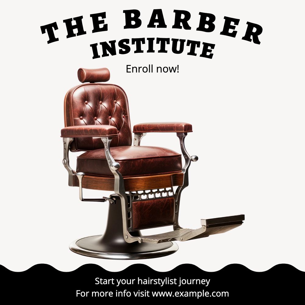 Barber institute Instagram post template, editable design