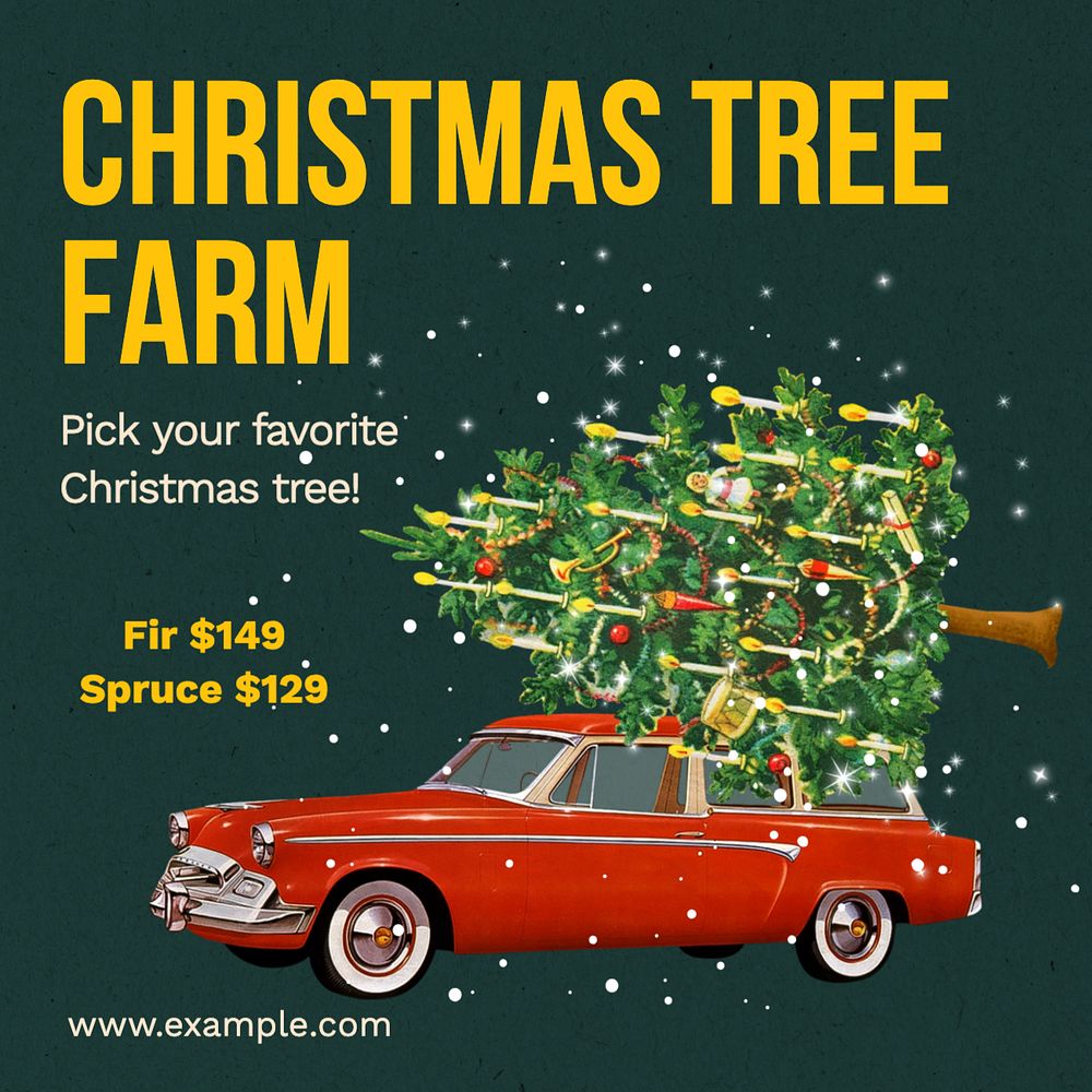 Christmas tree farm Instagram post template, editable text