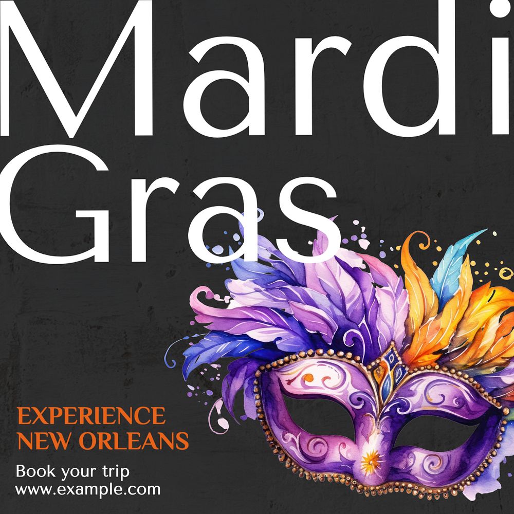 Mardi Gras Instagram post template, editable text