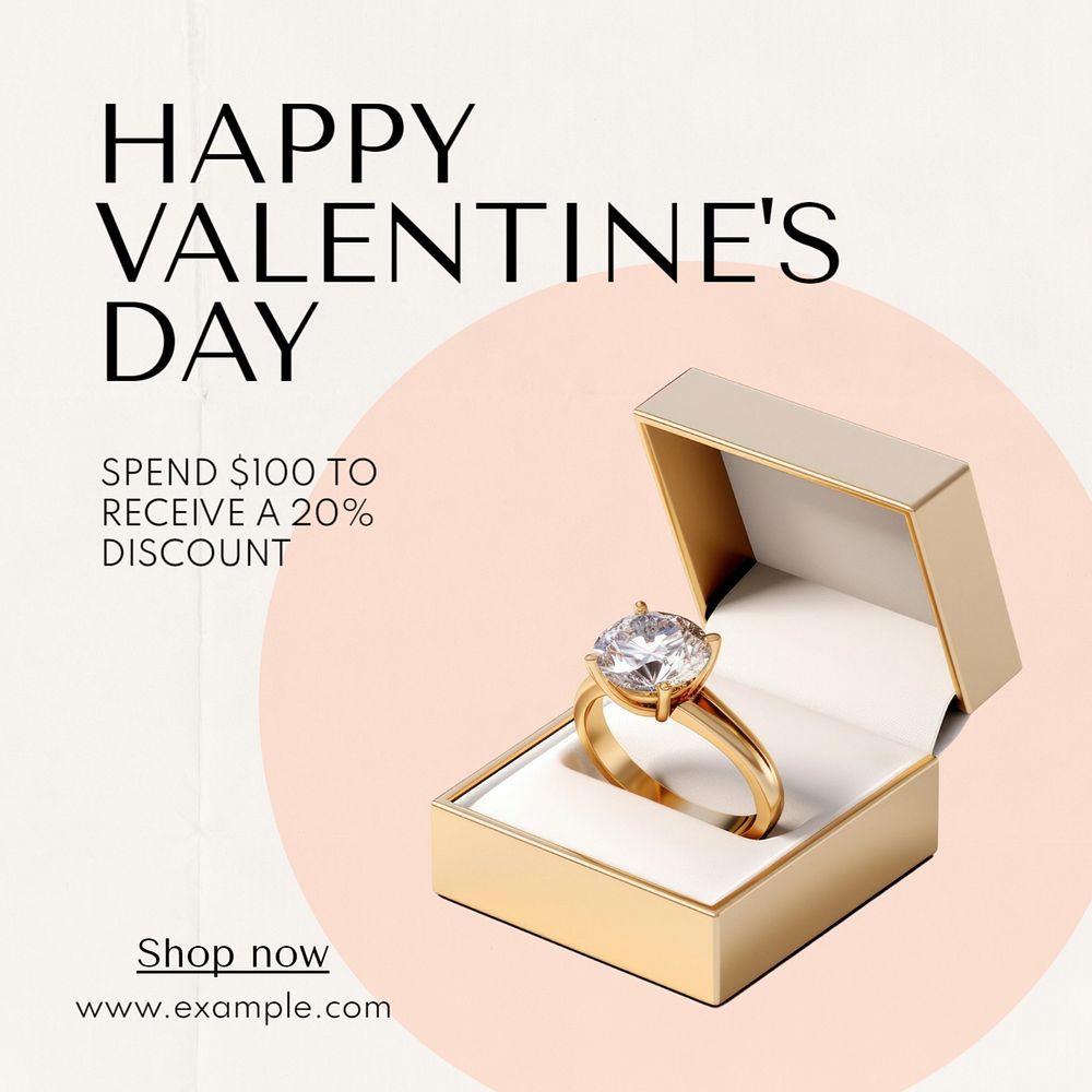 Valentine's day sale Instagram post template, editable text