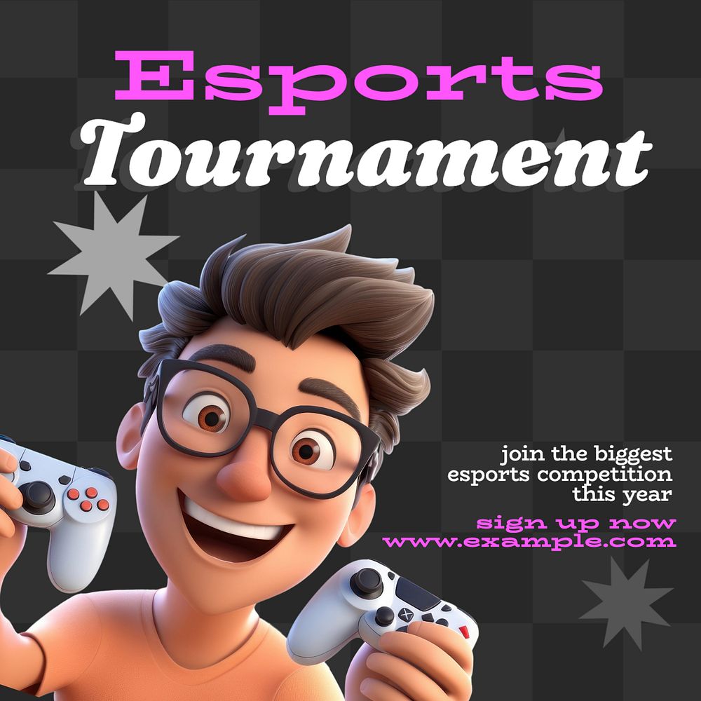 Esports tournament Instagram post template, editable text