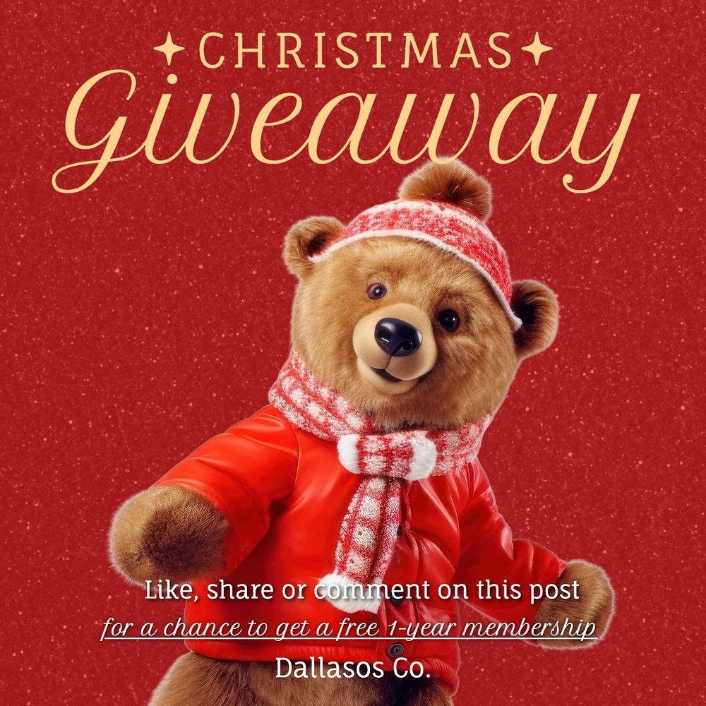 Christmas giveaway Instagram post template, editable text