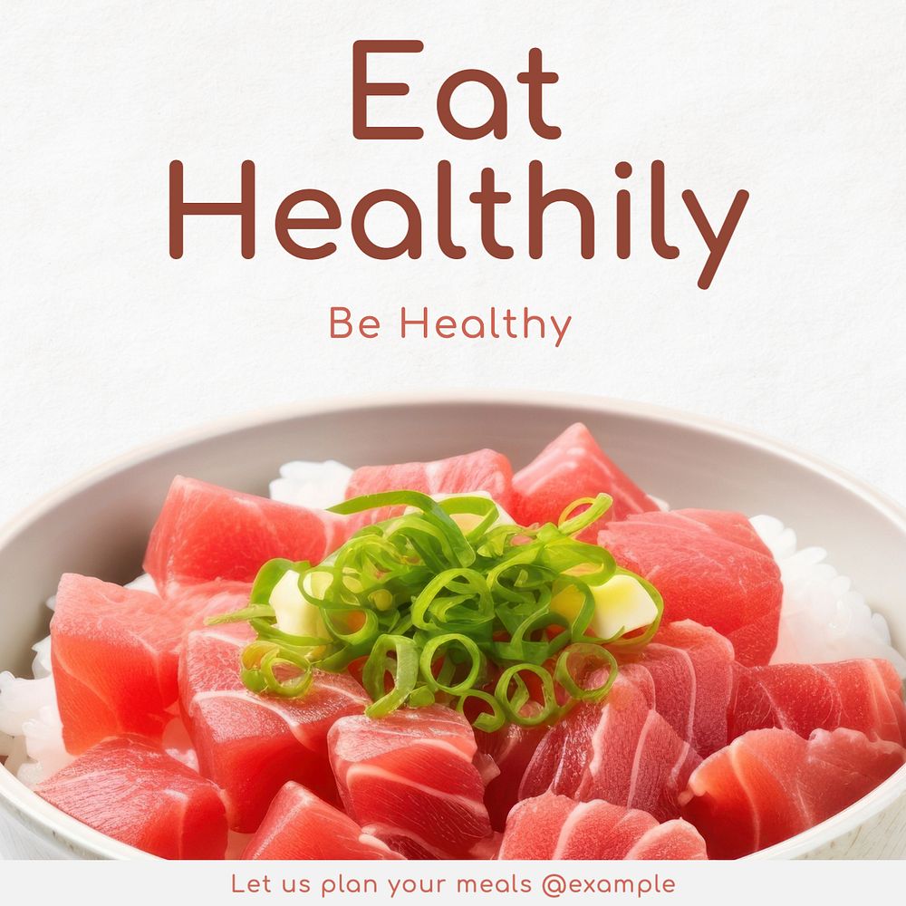 Healthy eating Instagram post template, editable text