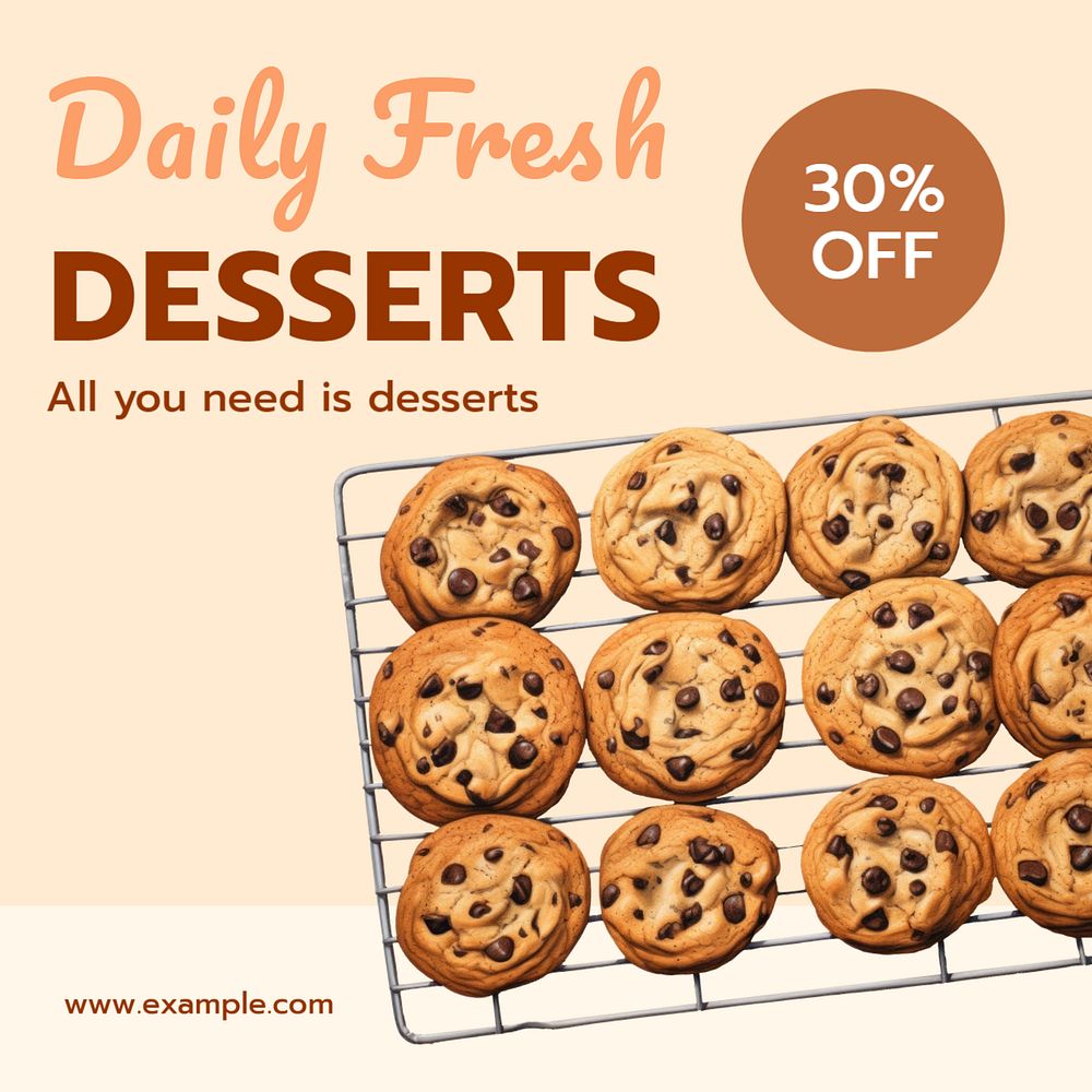 Daily dessert Instagram post template, editable text