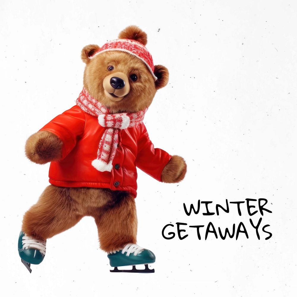 Winter getaways Instagram post template, editable text