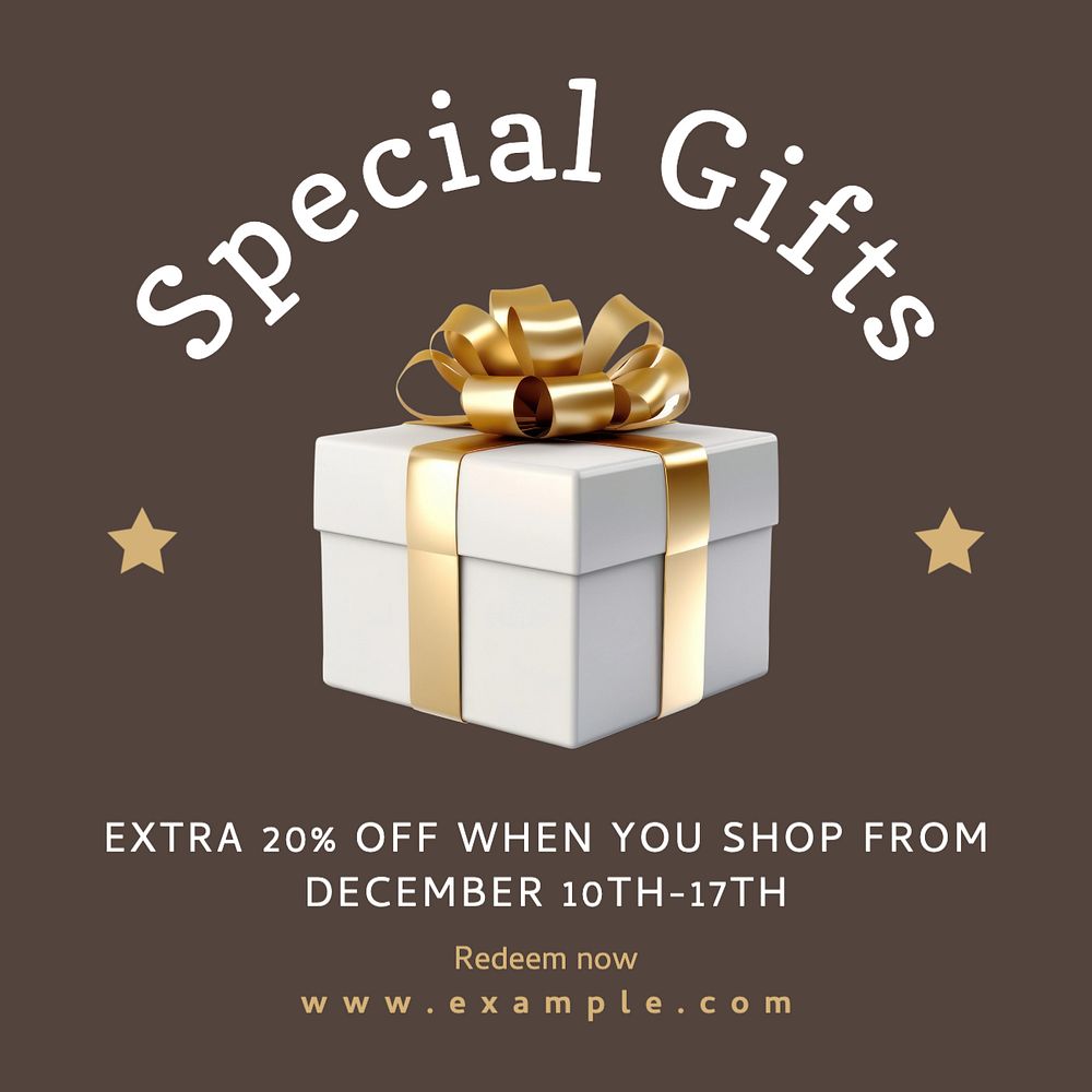 Special gifts Instagram post template, editable text