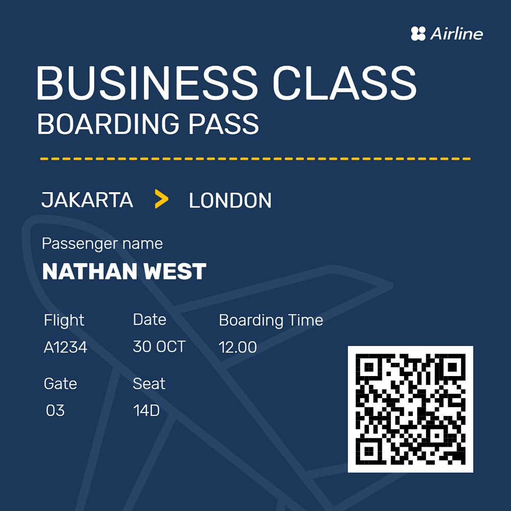 Boarding pass Instagram post template, editable text