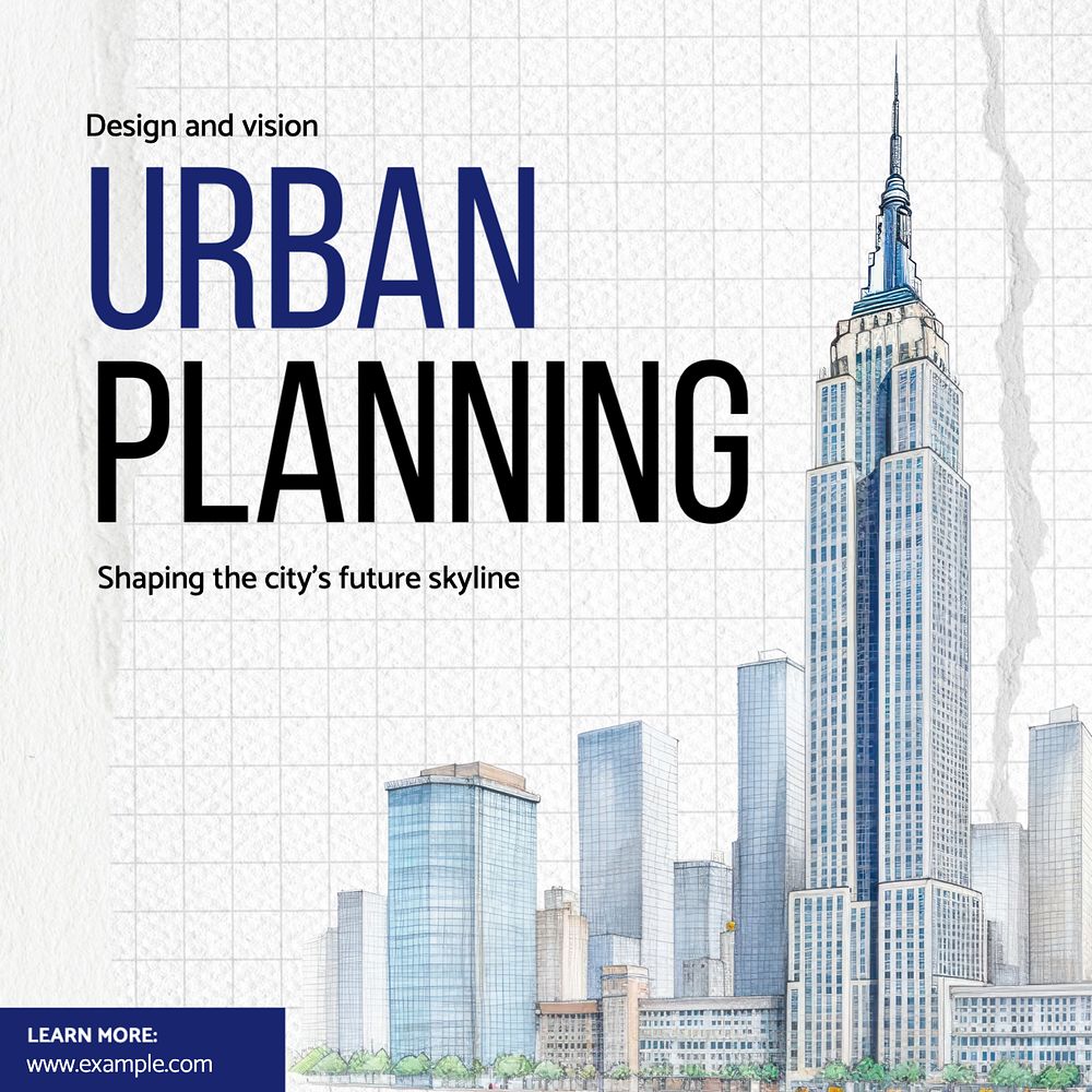 Urban planning Instagram post template, editable text