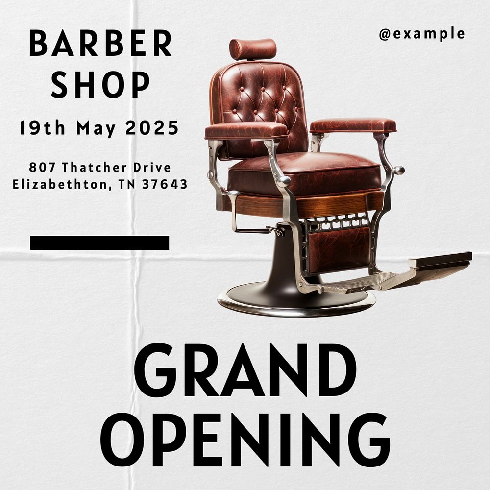 Barber grand opening Instagram post template, editable design