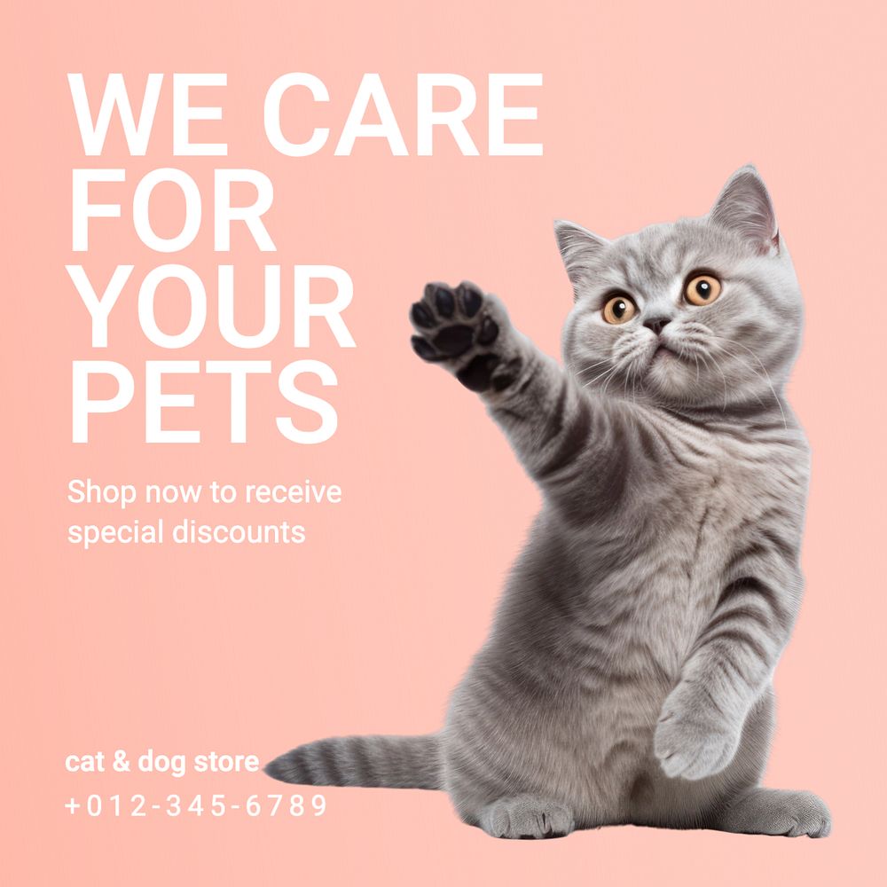 Pet store Instagram post template, editable design