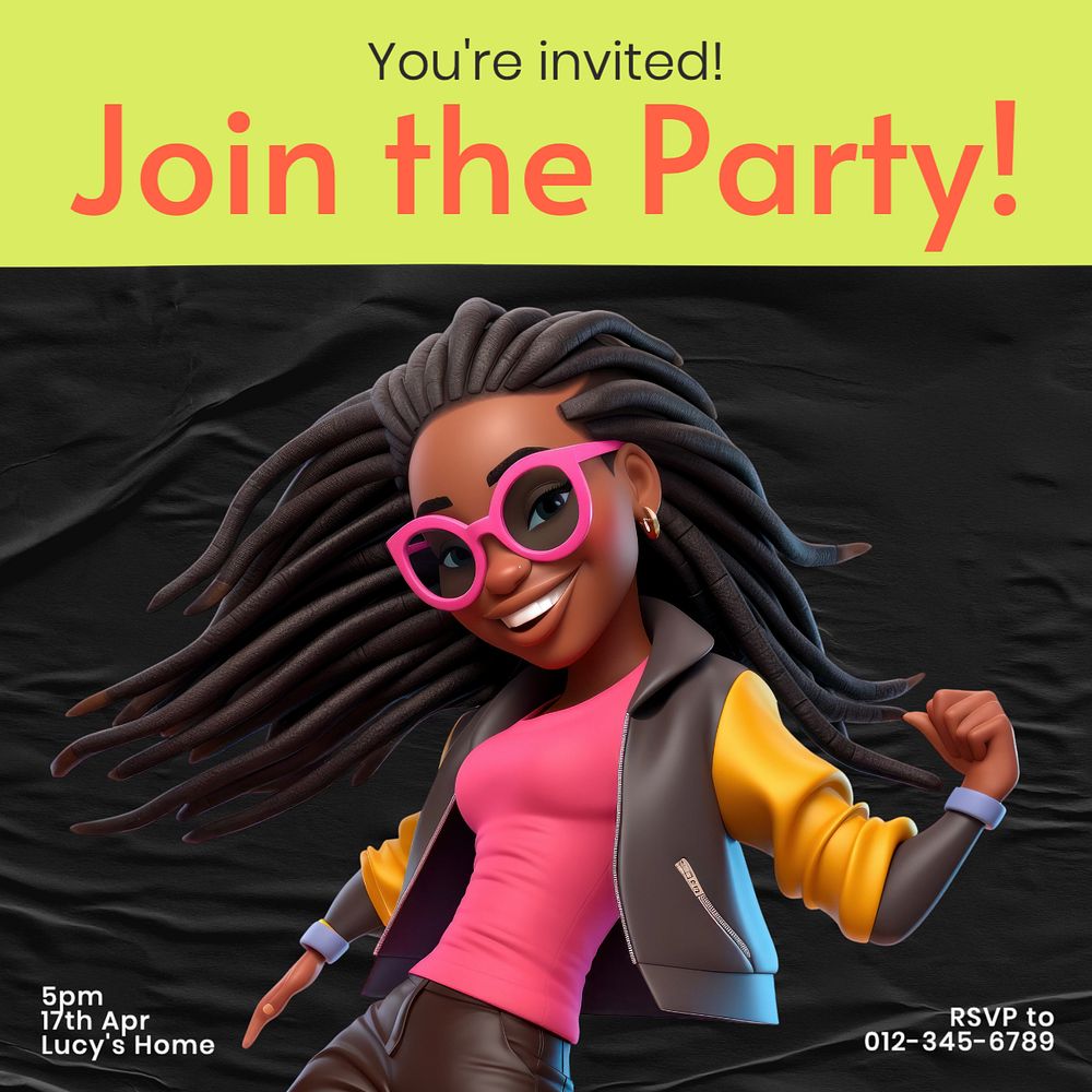 Join the party Instagram post template, editable text