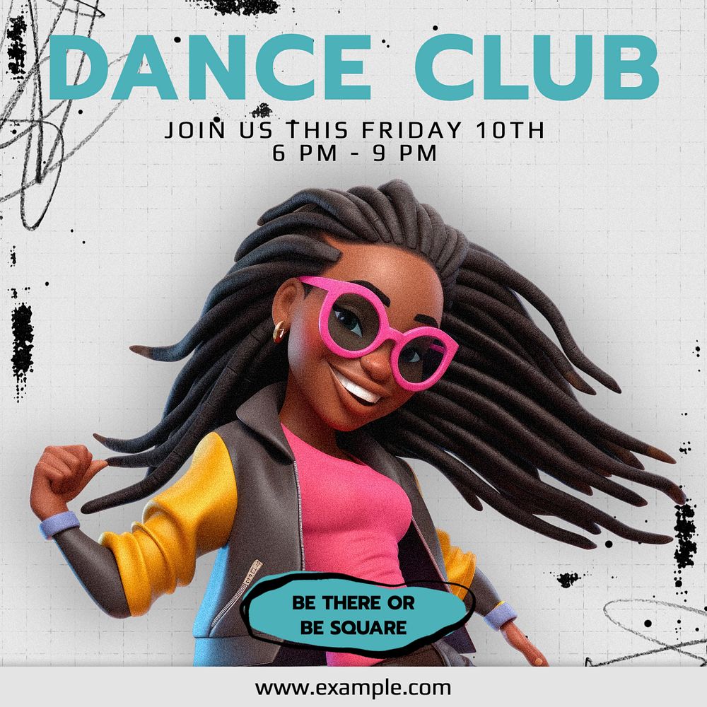 Dance club Instagram post template, editable text