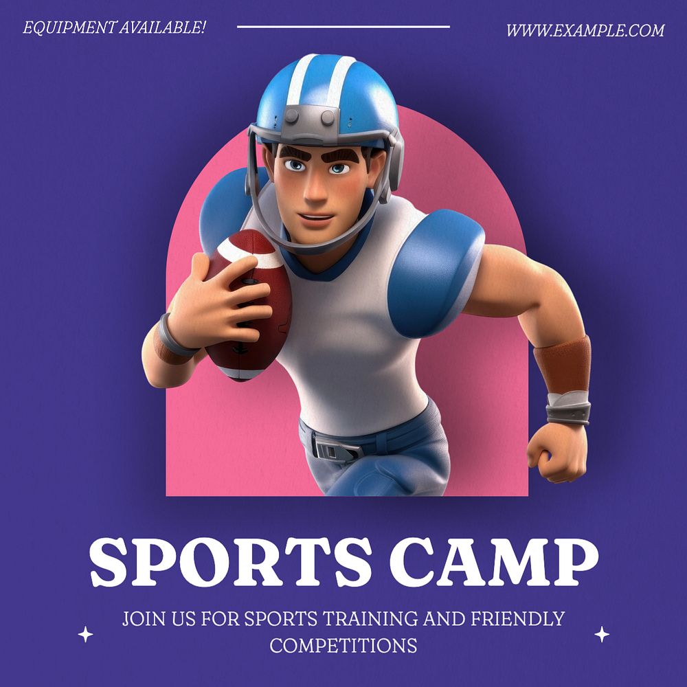 Sport camp Instagram post template, editable text