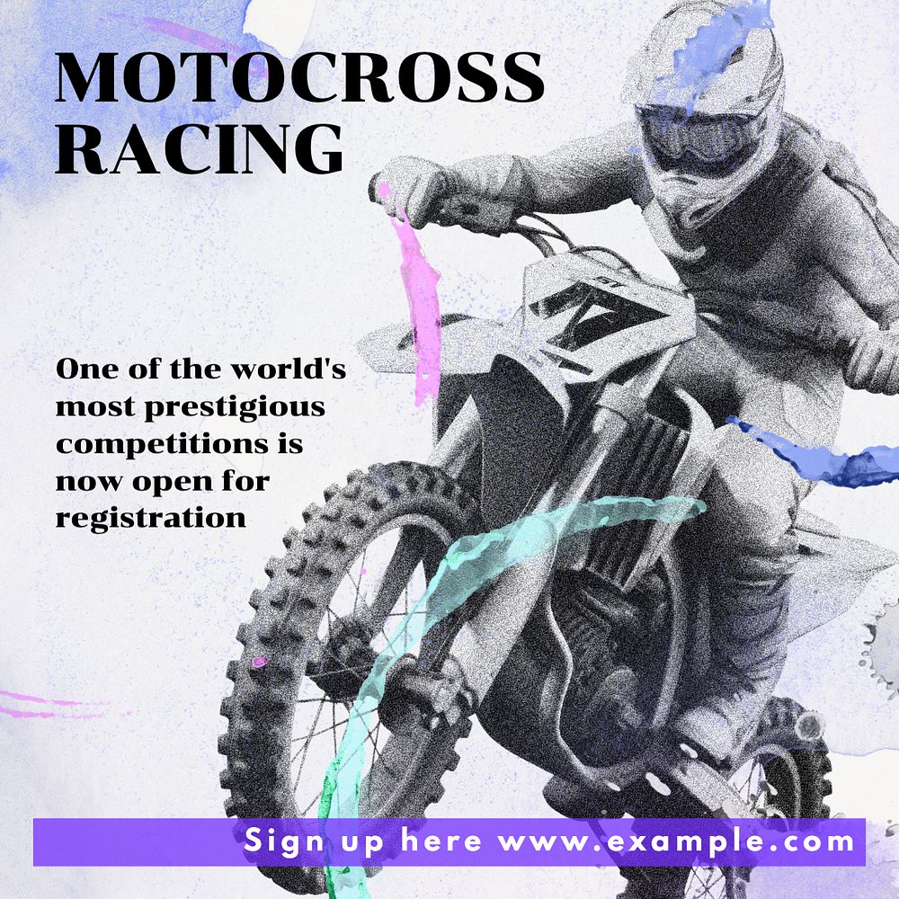 Motocross racing Instagram post template, editable text