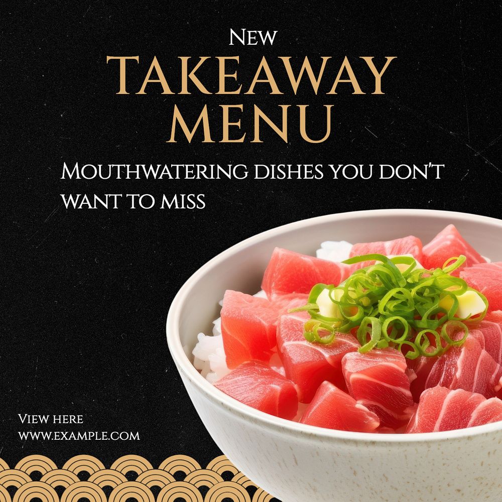 New takeaway menu Instagram post template, editable text