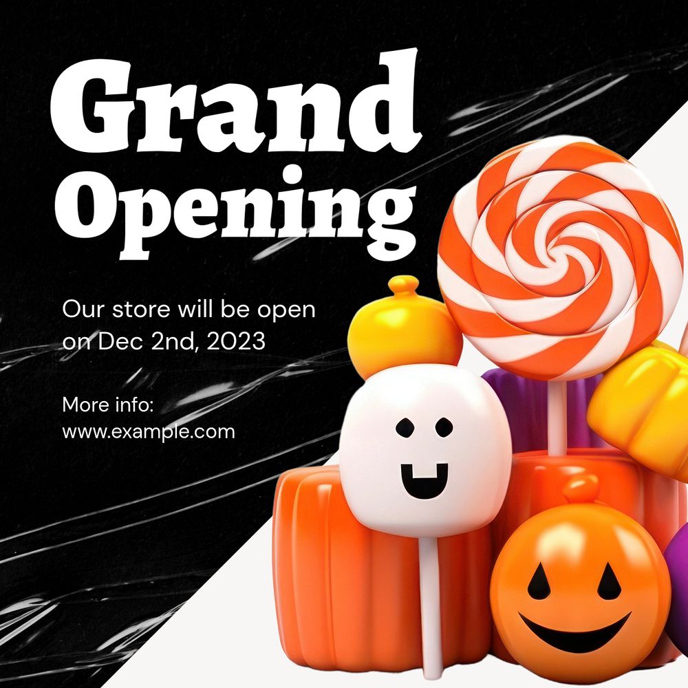 Grand opening Instagram post template, editable text