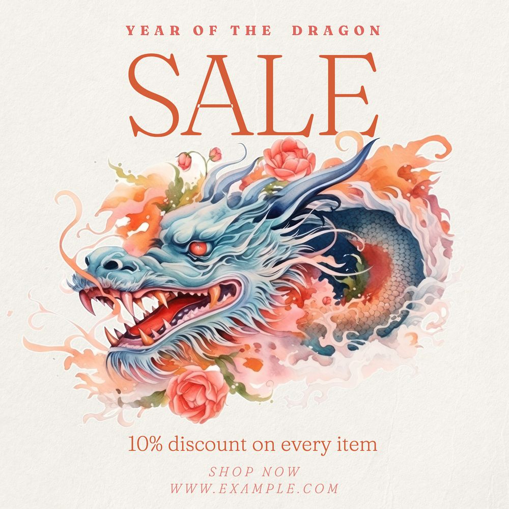 Chinese New Year sale Instagram post template, editable text