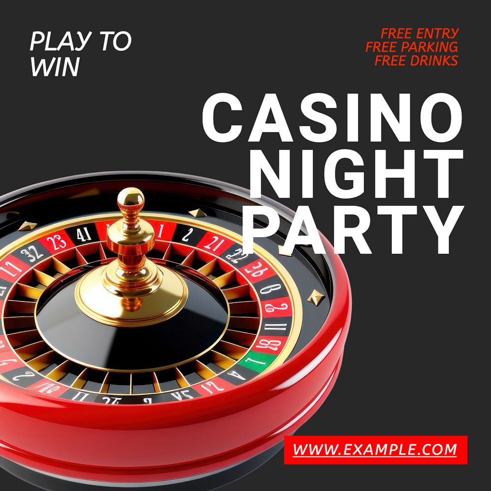 Casino night party Instagram post template, editable text