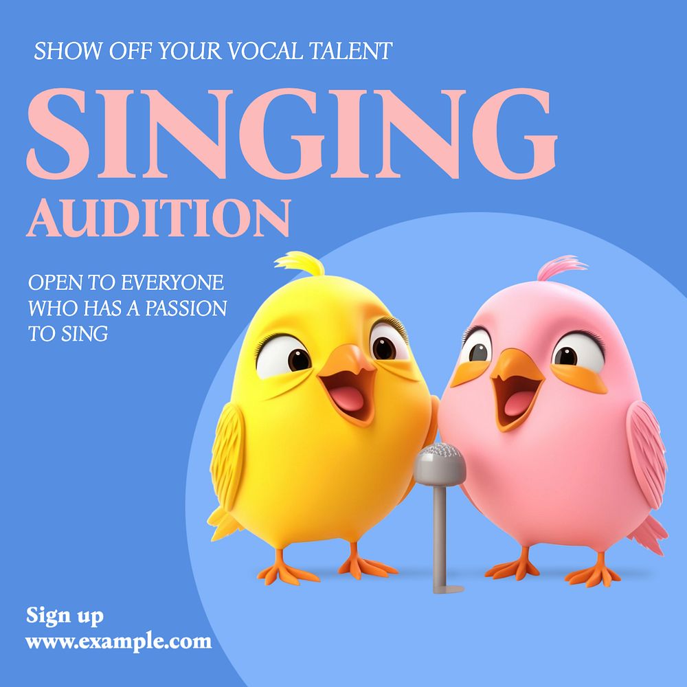 Singing audition Instagram post template, editable text