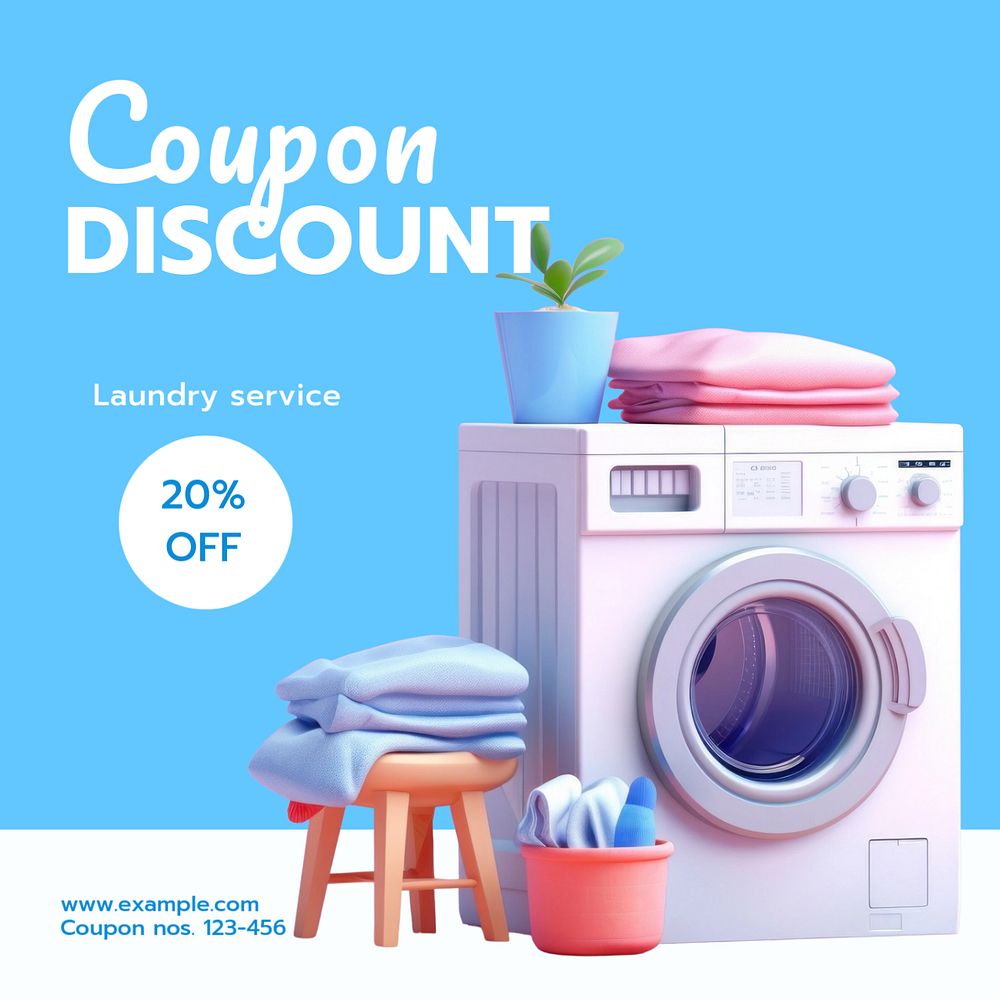 Laundry service Instagram post template, editable design