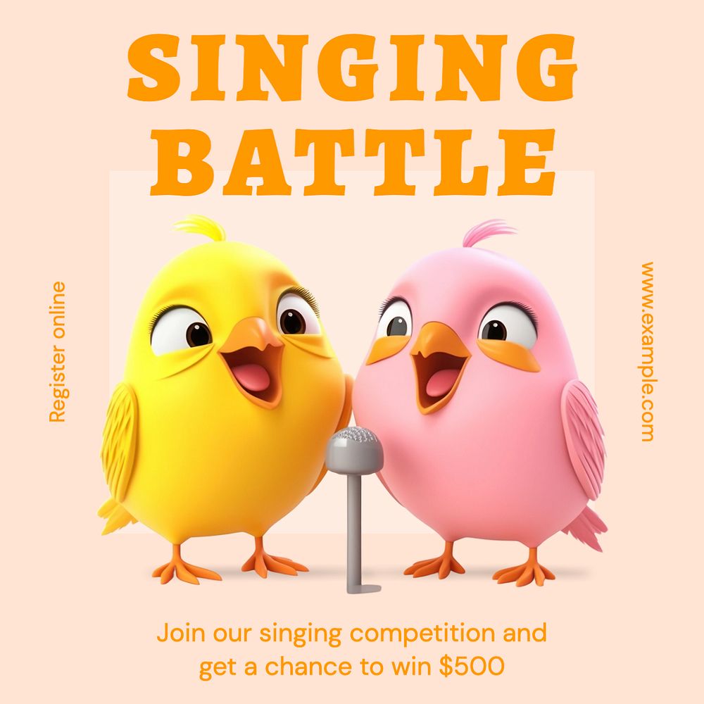 Singing battle Instagram post template, editable text